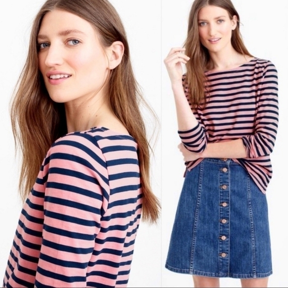 J. Crew Boatneck Stripe Top - Picture 1 of 8